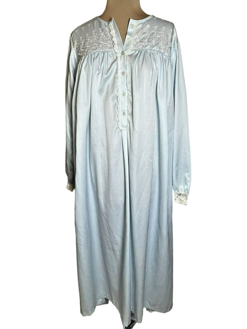 Oscar de la Renta Neiman Marcus Vintage Light Blue Nightgown Size M Cottagecore